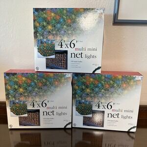 3 boxes Target 150 MULTICOLOR Net Lights Green Wire Christmas Outdoor 6' x 4'
